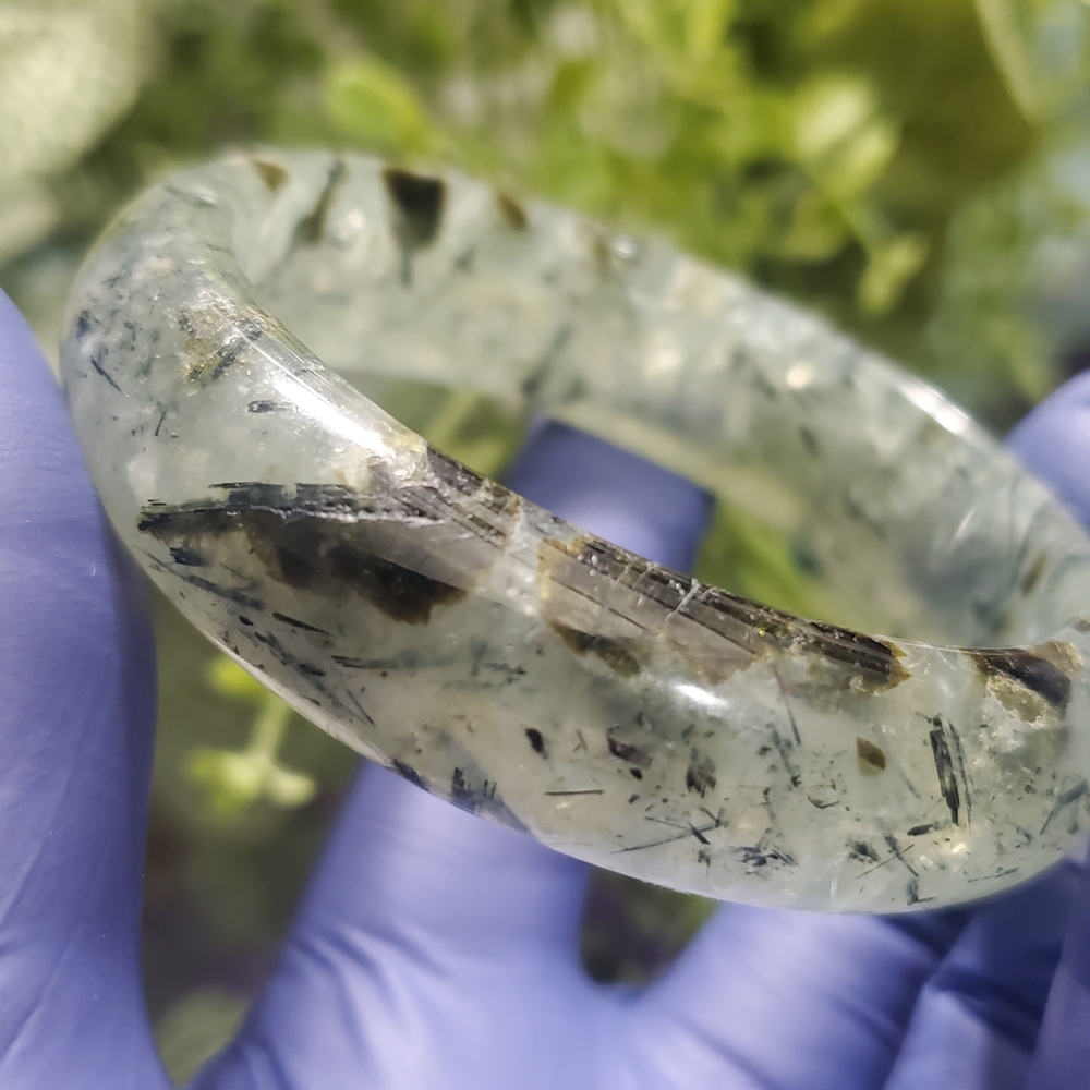 Prehnite Crystal Bangle Bracelet 4.4" Inner Wrist Diameter